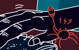 araignée repoussant la main d'un dessinateur du TOTA