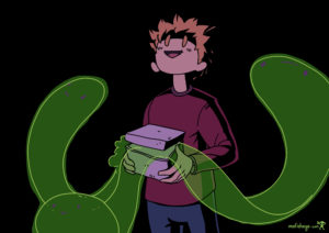 Illustration contenant l'encrage en clair obscur par dessus les masses de couleur et le line art