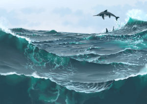 ichtyosaurus simon stalenhag dinosaure
