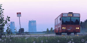 illustration bus crepuscule simon stalenhag