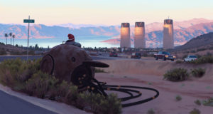 illustration ville aube simon stalenhag