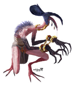 Illustration en couleur du dieu egyptien Toth dans un univers de dark-fantasy
