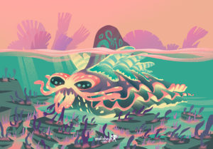 un dessin d'animal sous marin imaginaire tiré de mon projet de jeu de société
