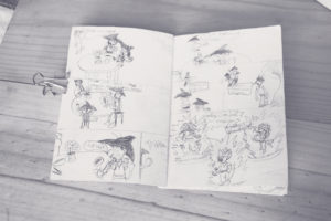 Double page d'une bande dessinée dragon ball dessinées quand j'étais au collège
