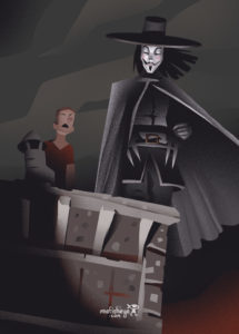 Dessin du personnage de V pour vendetta conçu au cours du défis du 6fanartchallenge