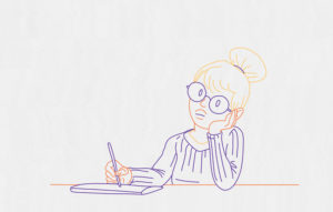 Une illustratrice numérique réfléchie avant de commencer son speed painting