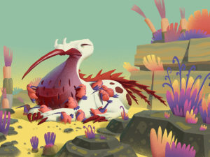 character design from Neon animal board game project - vampire