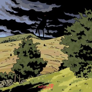 horror illustration - The silent giant in the moutain